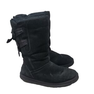 Ugg Australia Women Allegra Back Bow II Leather Sheepskin Boots shoes sz 8